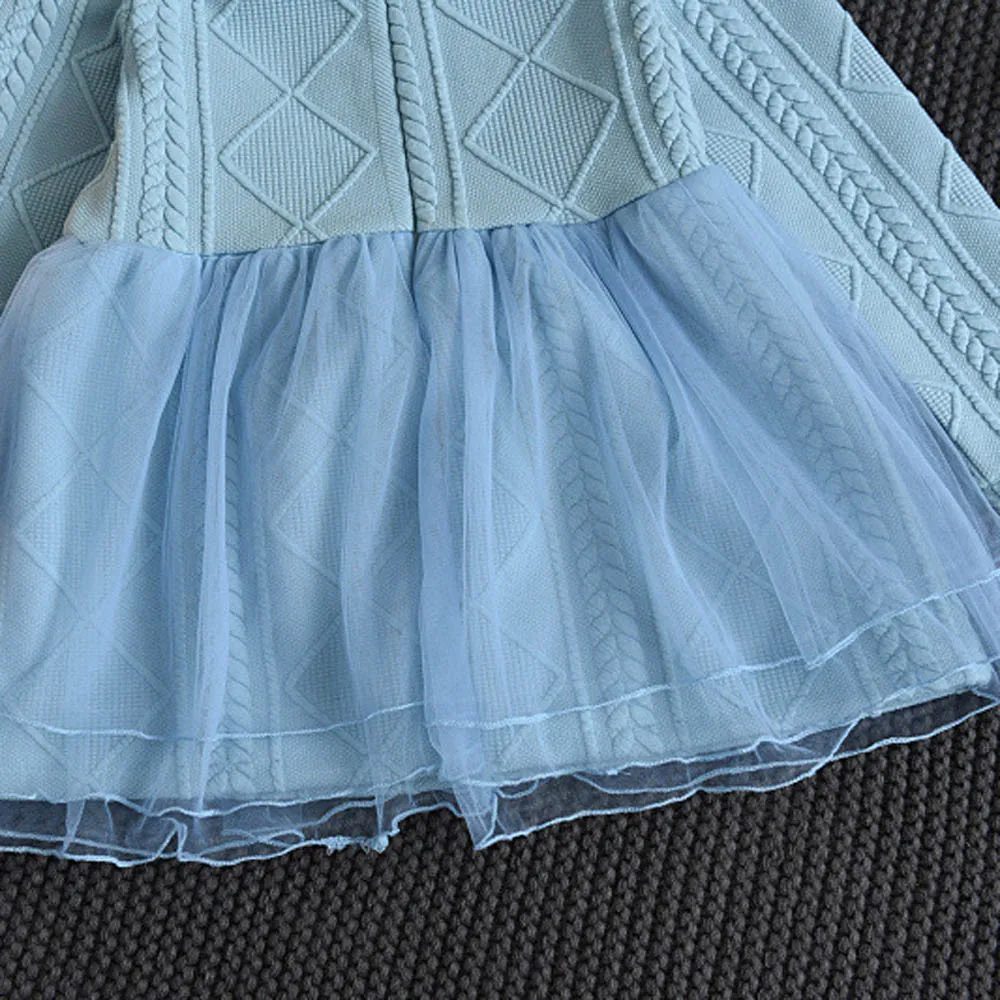 Autumn baby clothes for girls school Dress girl Kids Knitted Sweater Winter Pullovers Crochet Tutu New Year | Детская одежда и