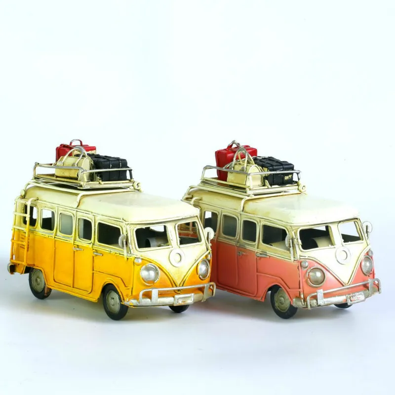 Классическая цветная металлическая модель автобуса ручной работы ретро