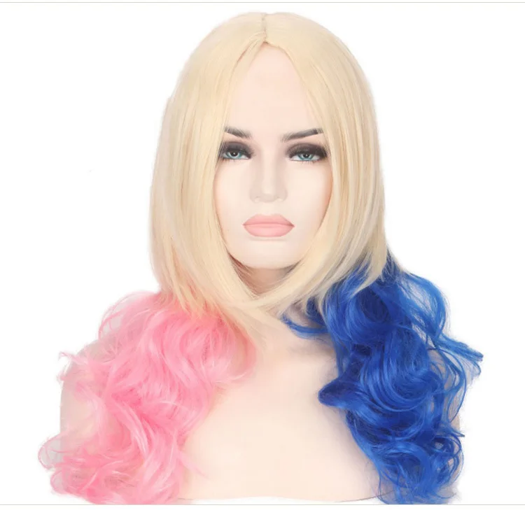 wig Отряд Самоубийц Harley Куинн косплей костюм футболка пальто куртка набор аксессуаров серьги ошейник ремень Golve - Цвет: wig