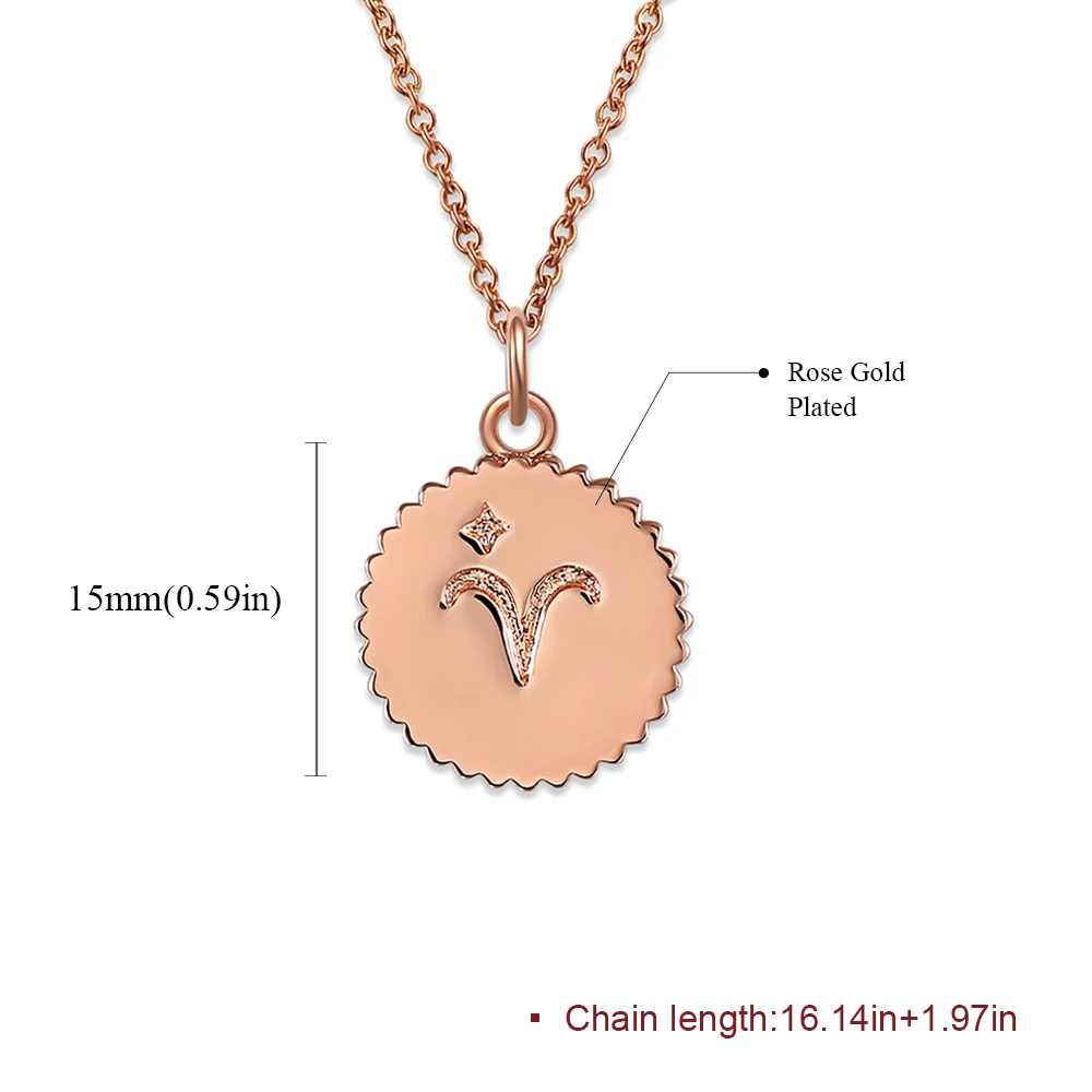Fasion Rose Gold Chain Twelve Constellation Pendant Necklaces Women Jewelry Clavicular Necklace | Украшения и аксессуары