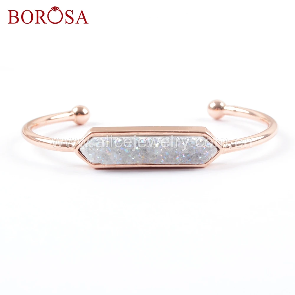 BOROSA 5 шт. шестигранный розовое золото цвет ободок Титан Радужная Друза бар