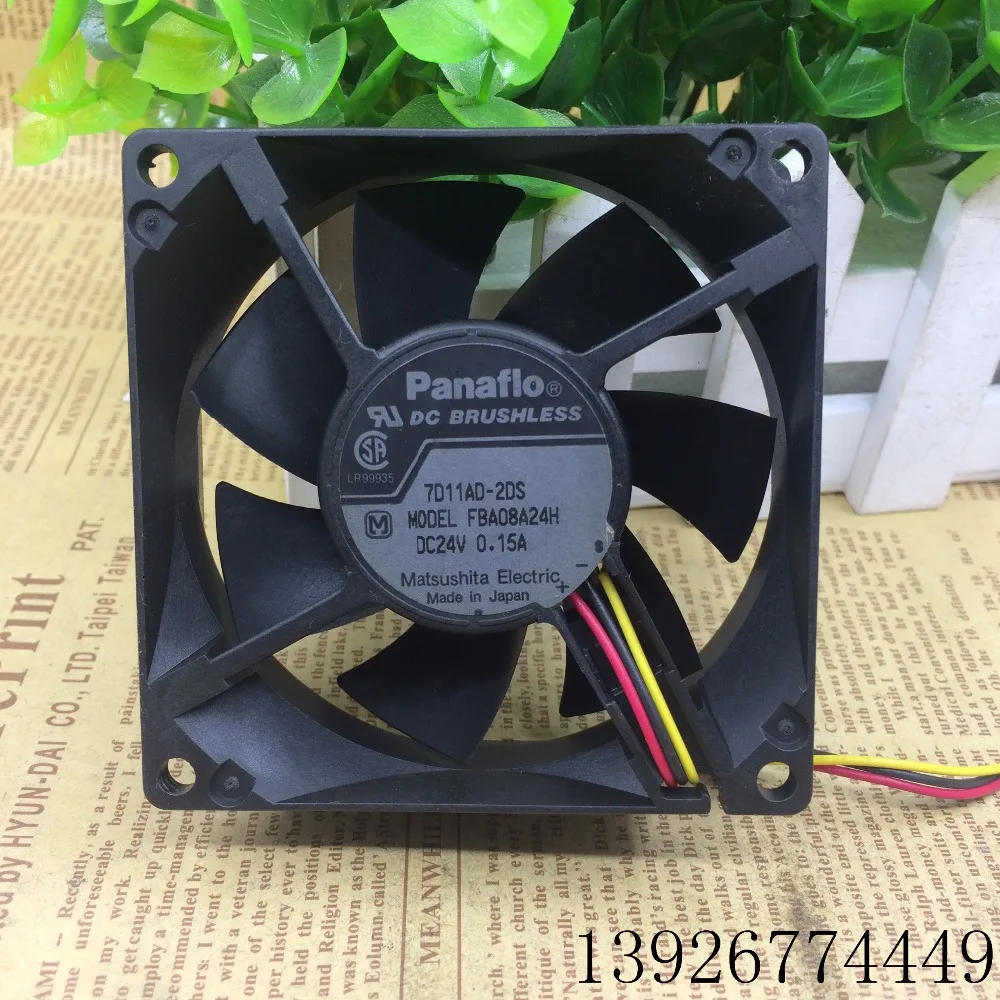 Panasonic FBA08A24H 2YZ DC 24V 0.26A 80x80x25 мм 3 Провода Сервер вентилятор охлаждения|Кулеры и