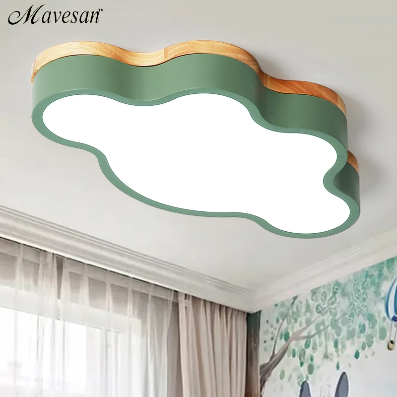 

Hot Kids room led ceiling lights for bedroom lamps modern with Color polarizer luminaria lamps deco with Wooden for study room