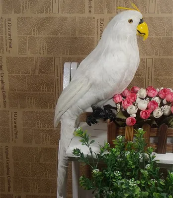 

large 43x22cm white parrot bird foam&feathers parrot handicraft,cosplay ,garden decoration toy gift a0105