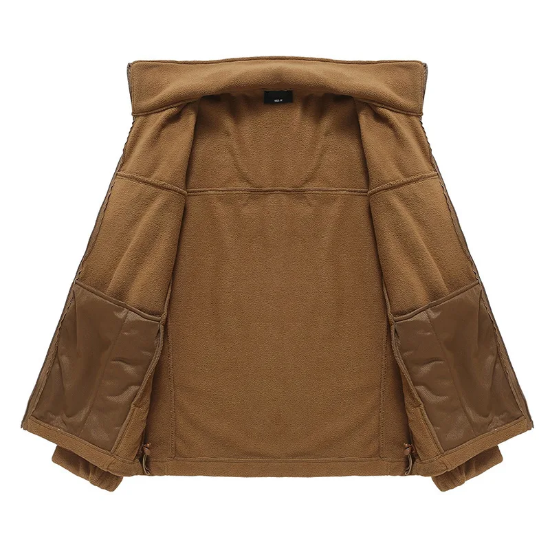 Large Size Men's Soft Shell Fleece Jacket Outdoor Climbing Hunting Hiking Training Windproof Warm Tactical Coat Outerwear Liner