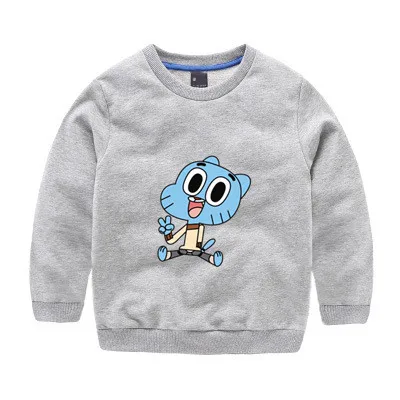 От 2 до 12 лет удивительный мир Gumball Детская Толстовка Детская осенняя Милая одежда топы для мальчиков и девочек 013