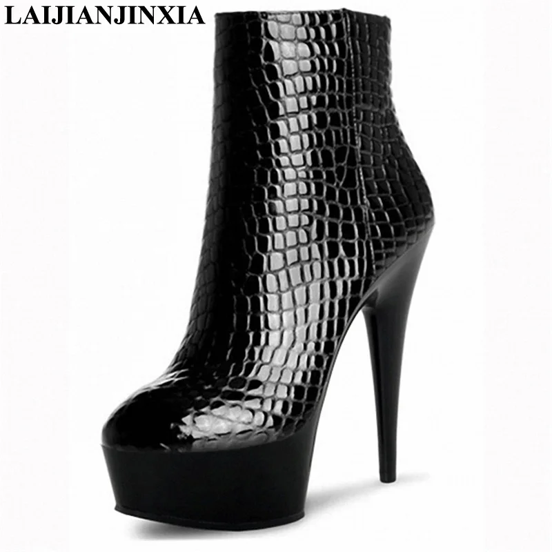 

New Sexy Boots Women Pole Dance Shoes Night Club Dancing Shoes Platform 15cm Ultra High Heels Ankle Boots