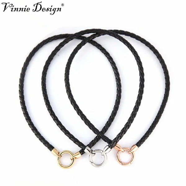 Vinnie Design ювелирное изделие 40 см черное плетеное кожаное ожерелье для монет кулон