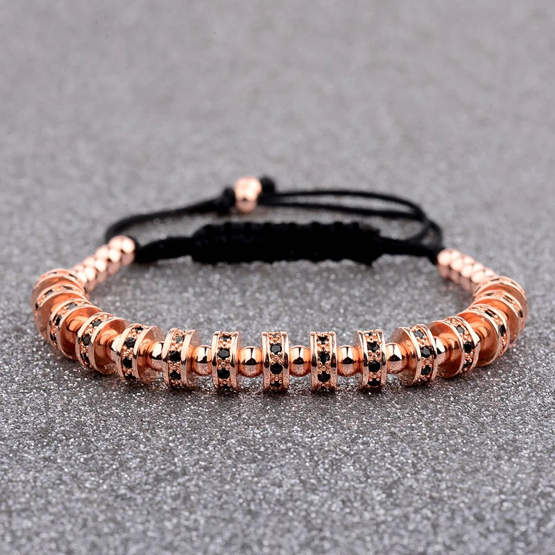 Amader 2017 роскошный Медный 4 мм бисер циркон мужской браслет микро проложить CZ