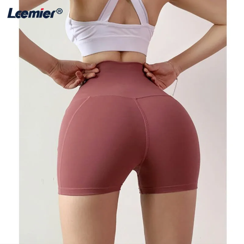 Leemier женские спортивные шорты с высокой талией для фитнеса бега сексуальные