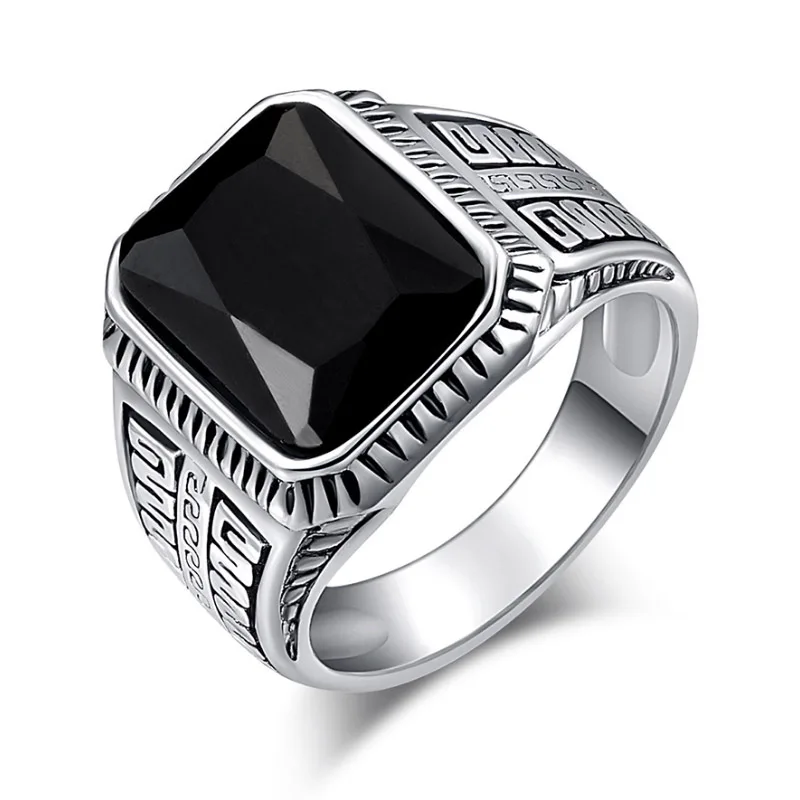 

Wholesale Ring Fine Fashion Charm Black Resin Ring Silver Alloy Silver-Plated Square Rings For Women Men 2020 Best Gift