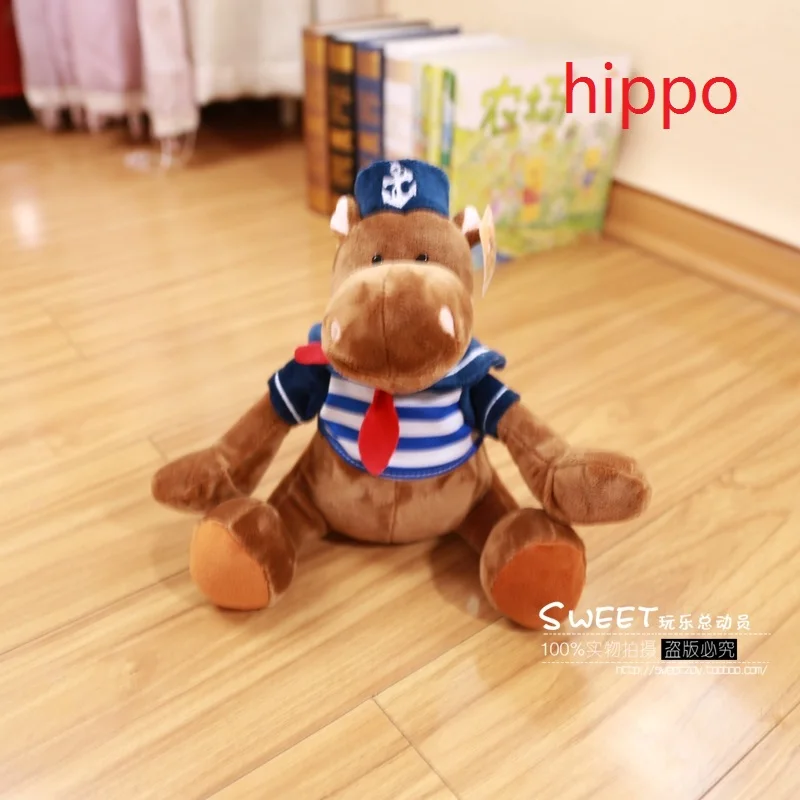 hippo Германия джунгли братья Сейлор серии Бегемот слон лиса Тигр Зебра Лев Жираф носорог Плюшевые игрушки 25 см 1 шт./упак - Цвет: hippo