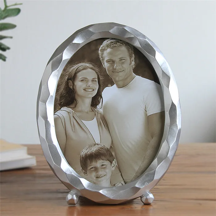 8inch Oval silver Золотая Серебряная креативная Геометрическая стерео фоторамка студийная учебная декоративная настольная Свадебная фоторамка 6 дюймов 7 дюймов 8 дюймов - Цвет: 8inch Oval silver