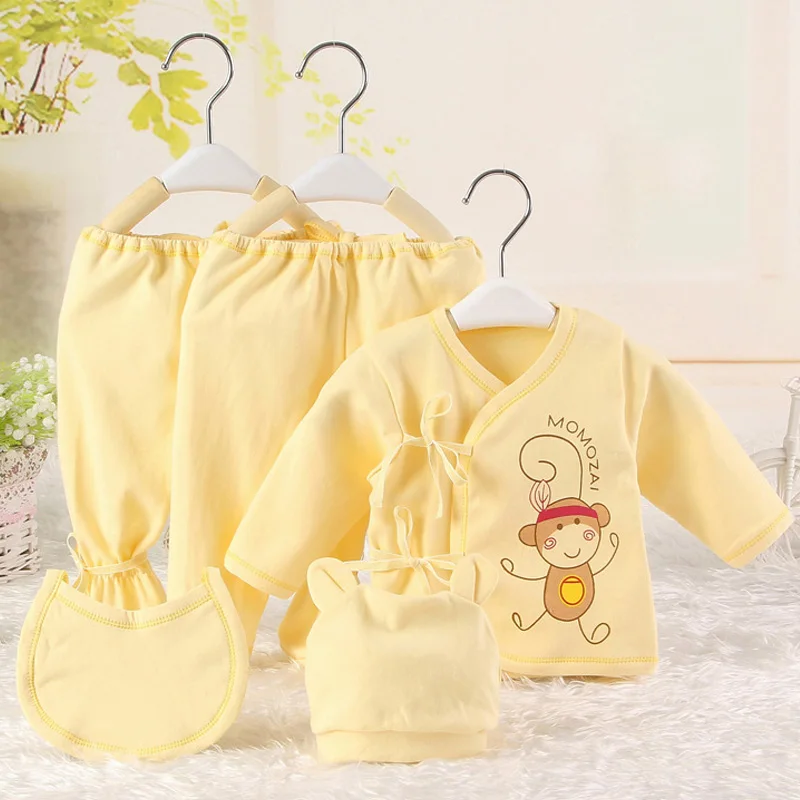 5 шт./компл. комплект детской одежды для детей 0-3 лет, M мультфильм Корейская детская одежда для новорожденных, Комплект одежды для девочек Детские наряды для маленьких мальчиков - Цвет: Цвет: желтый