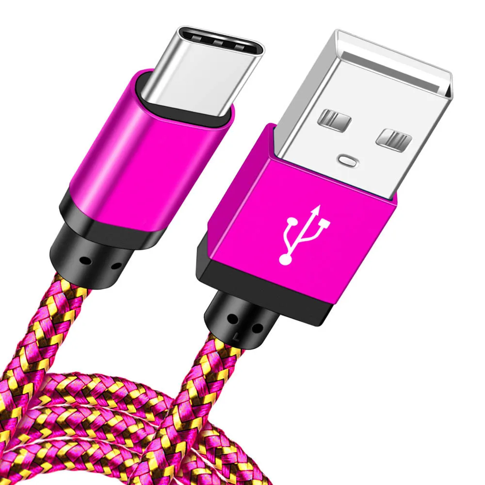 Кабель usb type-C, 1 м, 0,5 м, 5 В, 2 А, для быстрой зарядки, USB C, кабель type-C для samsung S9, Xiaomi Redmi Note 6, зарядное устройство USB-C, кабель type-C - Цвет: rose red type c