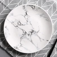8inch marble texture printed bone china dinner plates cake dishes plate porcelain pastry fruit tray ceramic tableware for steak