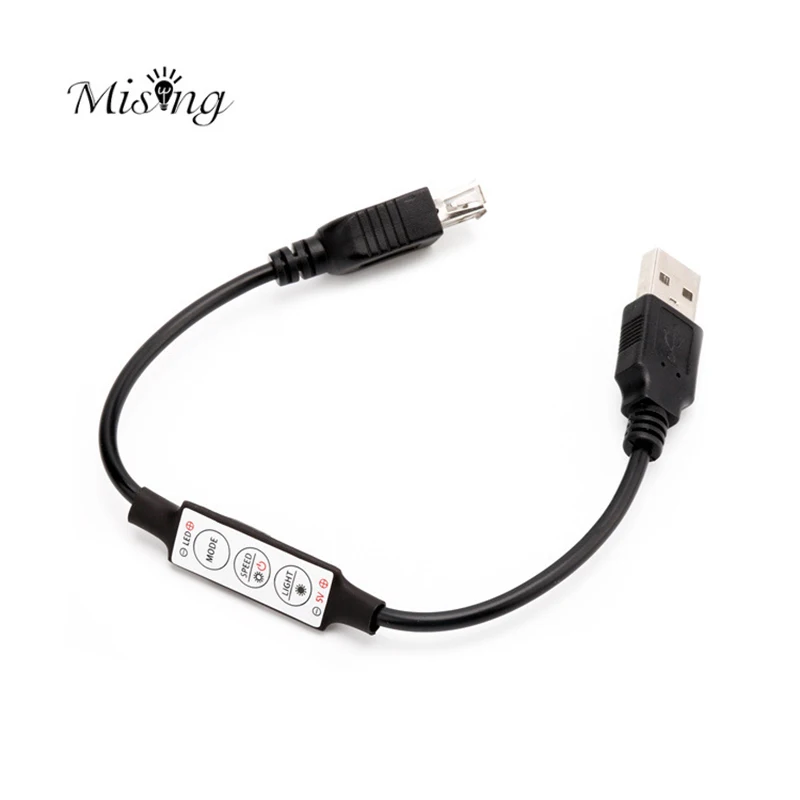 Mising 3 клавиши мини USB LED контроллер Яркость Диммер DC5V 6A 30 Вт пульт дистанционного