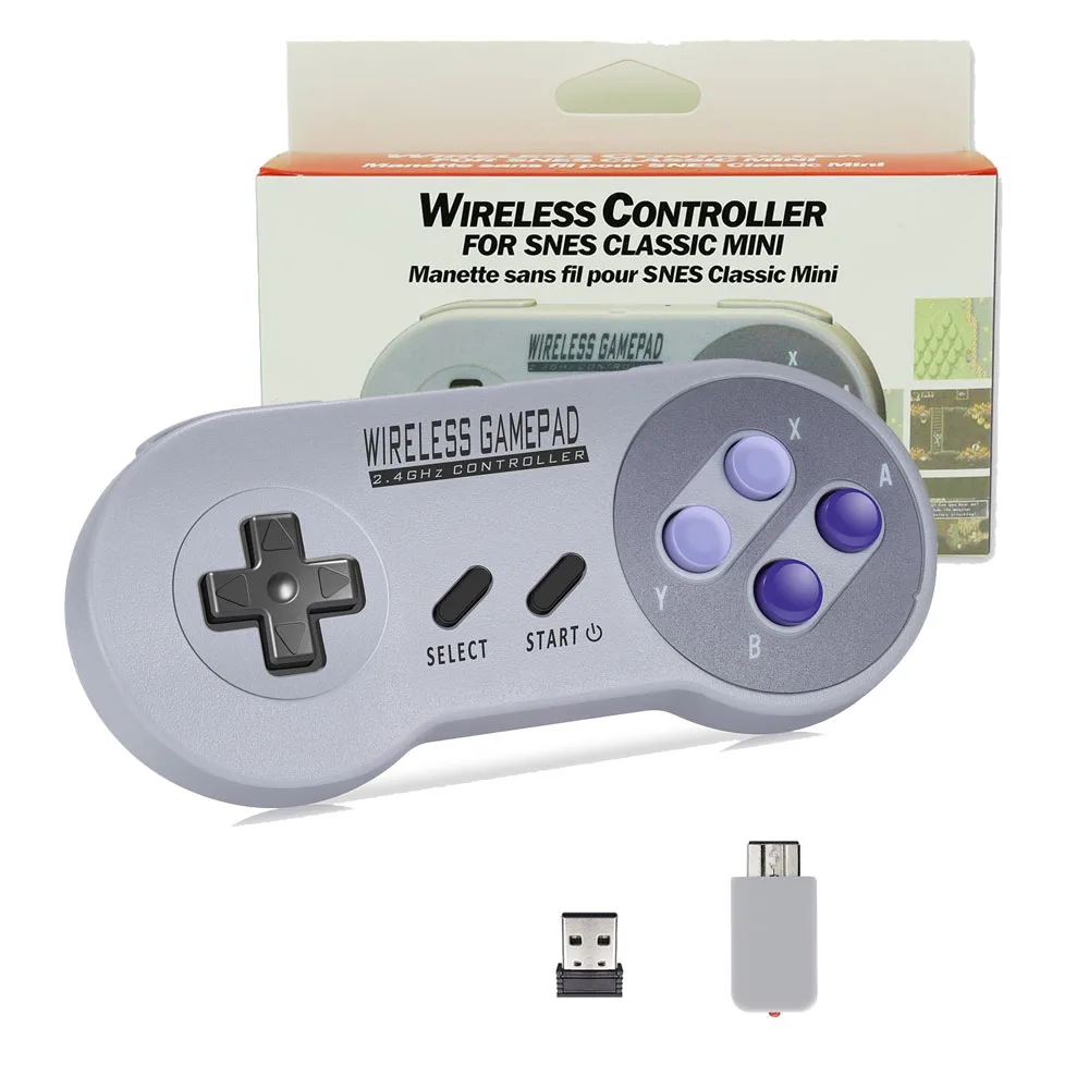 YTTL 2 4 ГГц беспроводной контроллер SNES мини джойстик с ретро usb приемником для Super