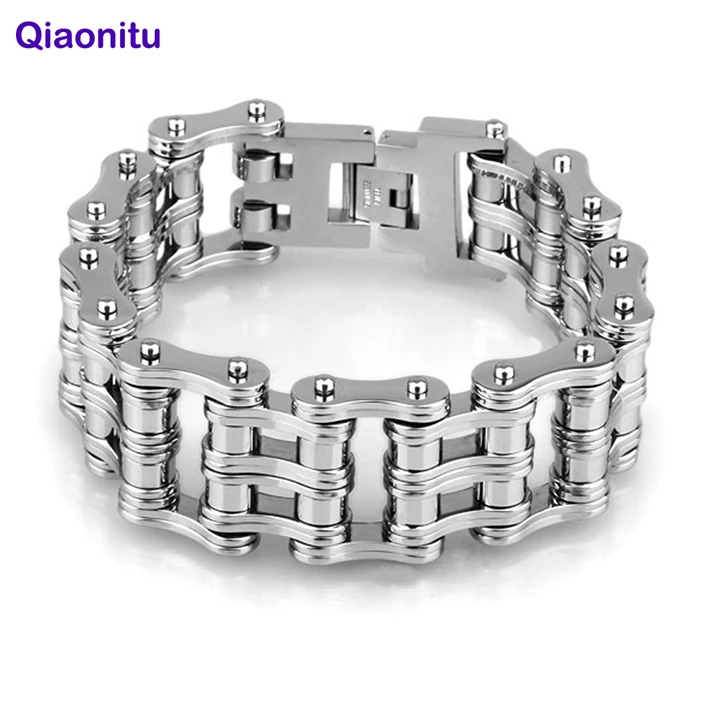 24 мм тяжелый черный мотоциклетный Байкерский браслет ювелирное изделие Золотая