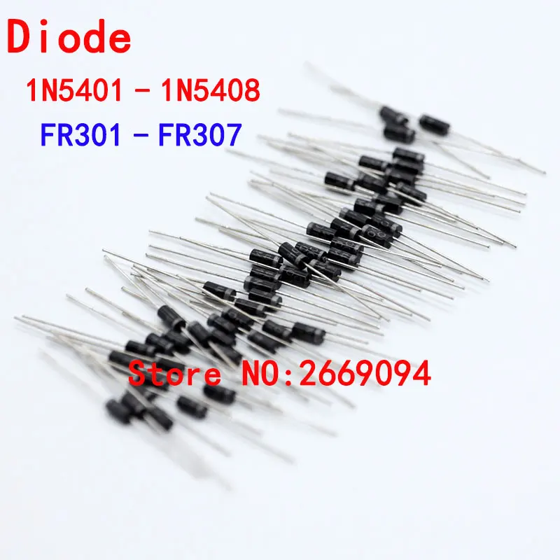 

500 шт. диод 1N5400 1N5401 1N5402 1N5404 1N5406 1N5407 1N5408 FR301 FR302 FR303 FR304 FR305 FR306 FR307 DO-201AD DO-27