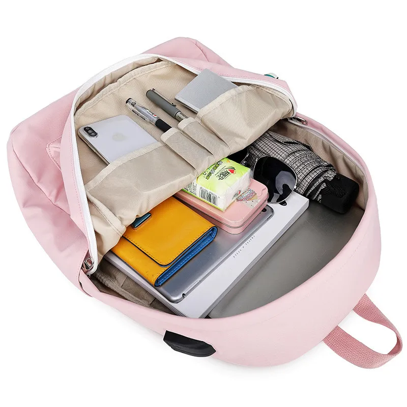 Одноцветный рюкзак для ноутбука с принтом девочек Usb зарядка подвеска в виде