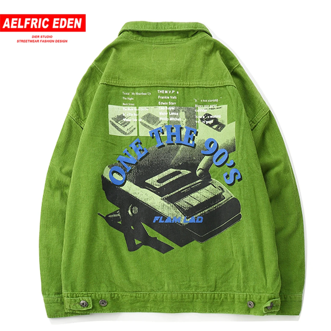 Мужские вельветовые куртки aelfrec Eden в стиле хип хоп с принтом виде букв 90