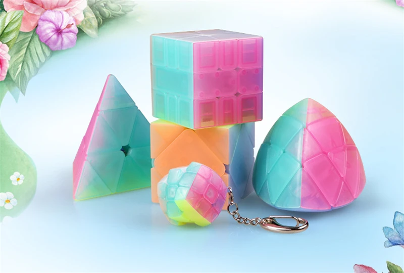 Новые QiYi Cube 2x2/oneplus 3/OnePlus x 3 SQ1 косой антиадгезионной Magic Cube с эластичной пружиной, развивающие игрушки для мозга школа желе Цвет