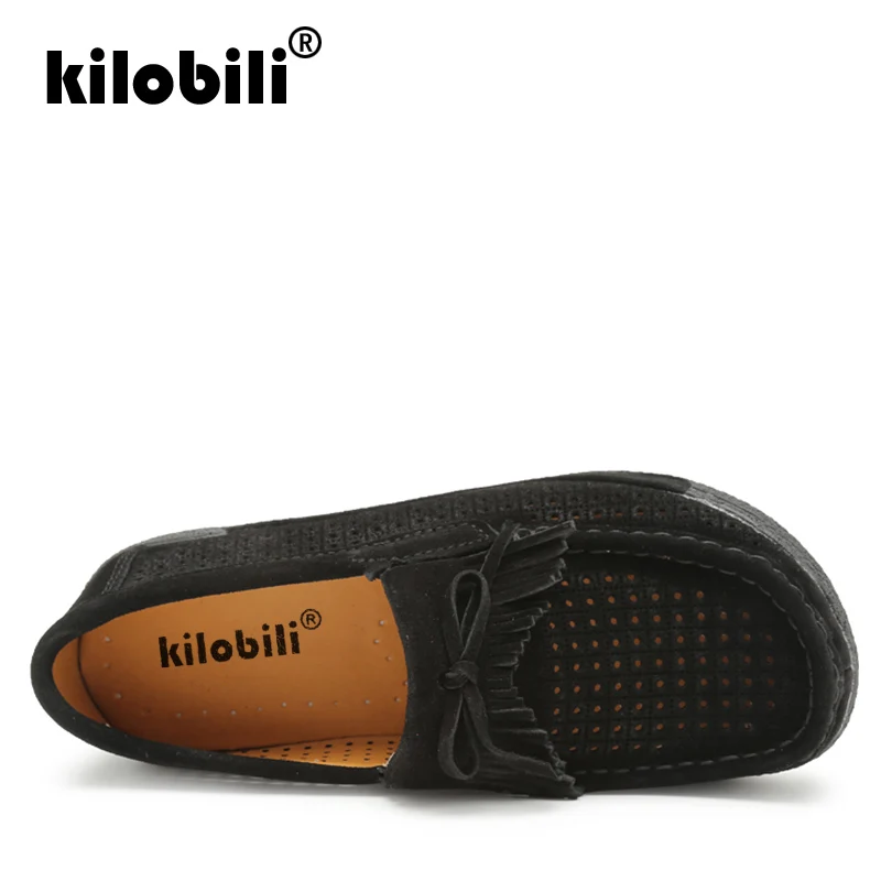 Kilobili/2019 г. летние женские туфли на плоской подошве с бахромой платформе замшевые