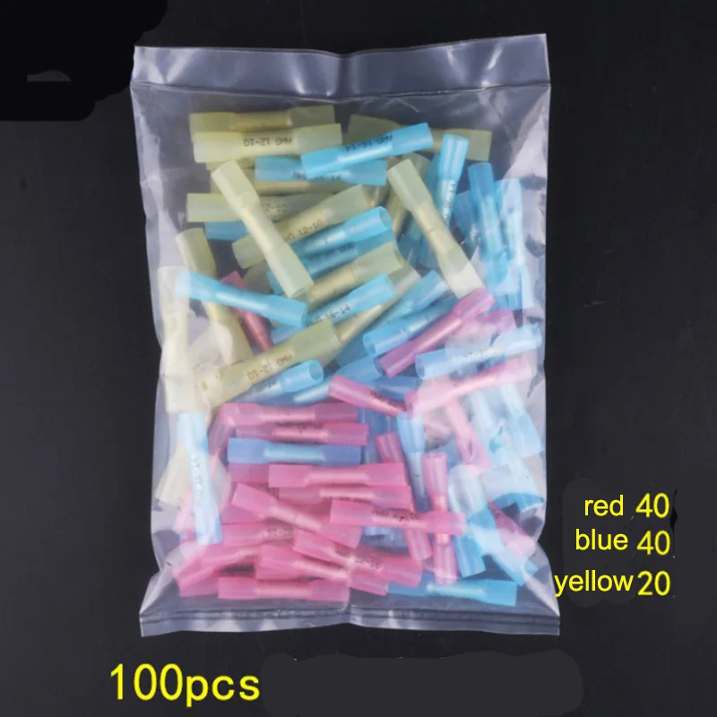 100 pcs Shrinking 100 шт. термоусадочная трубка водонепроницаемый уплотнитель термоусадочный Припой проволочный соединитель усадочный припой рукав термоусадочная трубка провод - Цвет: 100 pcs Shrinking