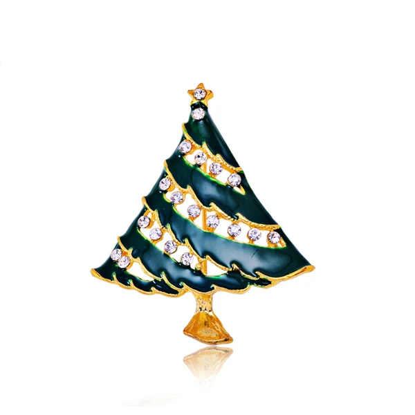 

2021 Delicate Christmas day Green Christmas Tree Brooch for girls Decoration Brosche New Year Gift