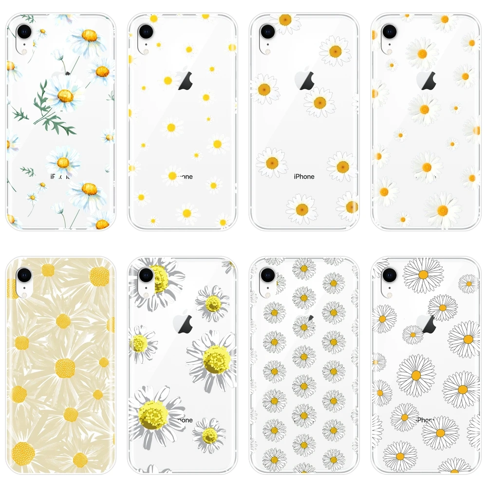 Чехол накладка для iPhone 6 S 7 8 X XR XS Max мягкий силиконовый чехол с белыми цветами