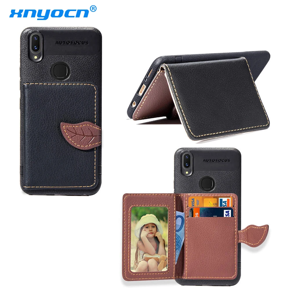 Кожаный чехол-книжка с подставкой для OPPO F7 F5 A73 A75 A75S A57 A39 Vivo V9 X21 отделениями карт