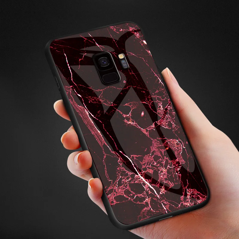 Роскошный стеклянный чехол для телефона с мраморным узором samsung Galaxy S9 из