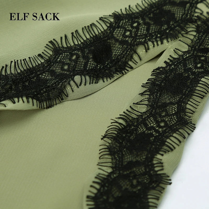 ELFSACK Slash Neck Top &amp Lace Stitching Pants Set Women Casual Sleeveless Short Sexy Twopiece 2018 2 Pieces Full Length | Женская