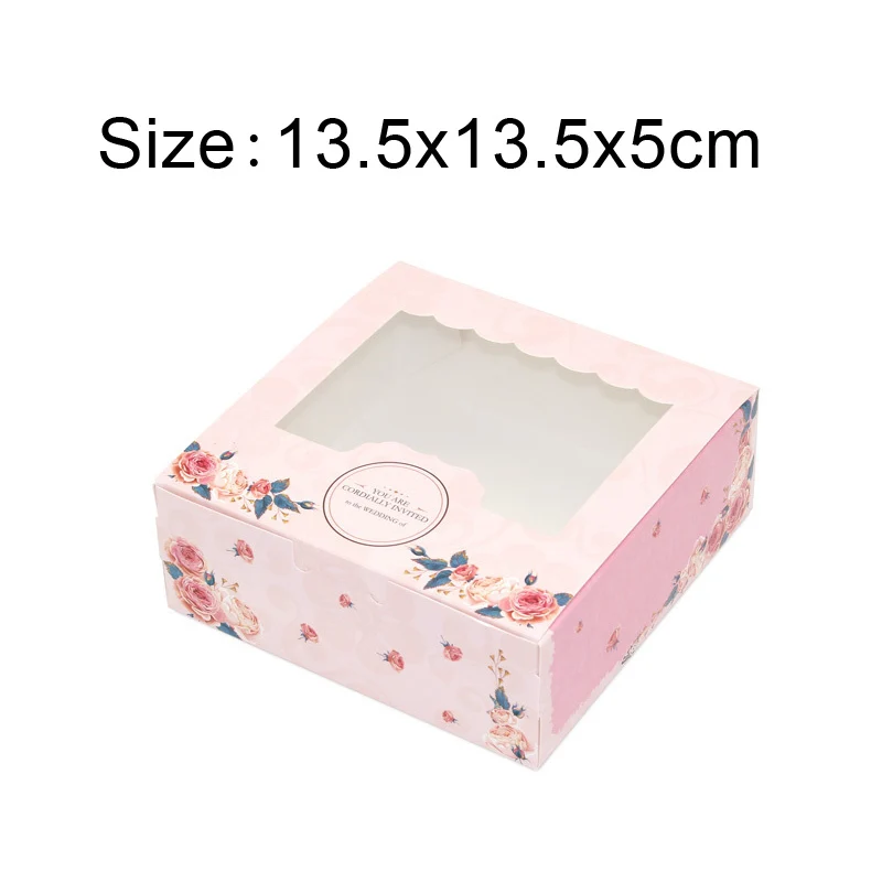 10 шт. бумажная Подарочная коробка с окном для свадебной вечеринки розовая роза