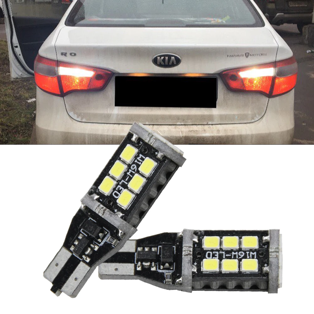 2x T15 W16W Canbus Белый светодиодный обратный светильник для Kia Rio K2 3 5 подлокотник Ceed