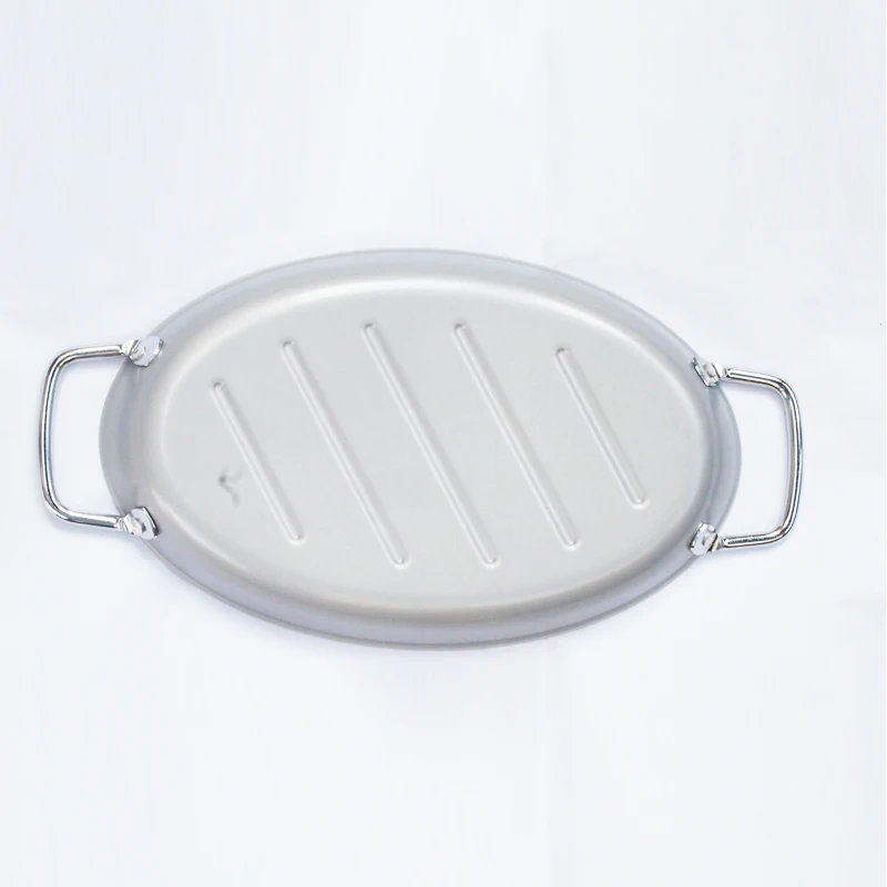 Оптовая продажа овальная посуда для выпечки серебряная антипригарная сковорода