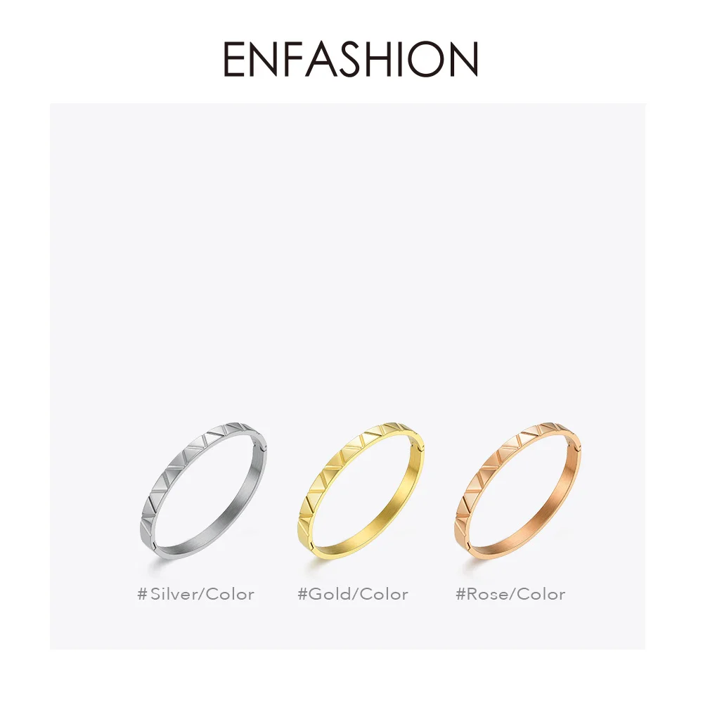 ENFASHION браслеты манжеты из нержавеющей стали для женщин золотого цвета простой