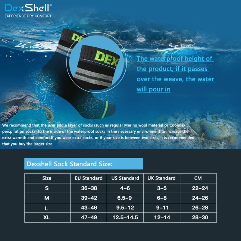 DexShell удивительные водонепроницаемые носки бамбуковые мужские Coolmax ночной бег