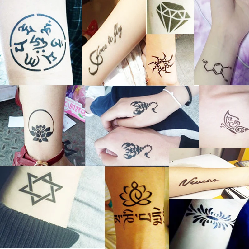 Трафареты с блестками для татуировок 100 шт./лот трафареты временные хной наклейки