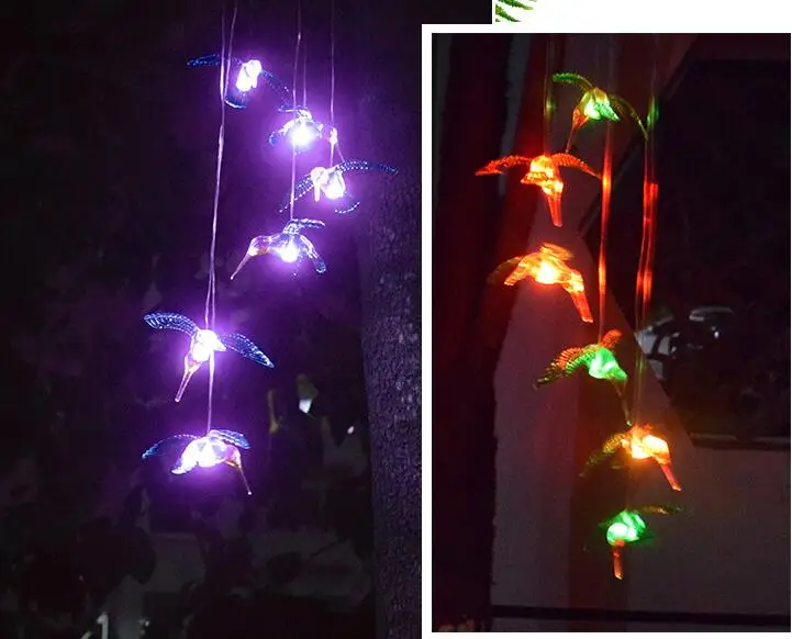 

Solar Powered Multicolor Garden Yard Bird Wind Chime LED Hanging Lights Landscape Night Lamp