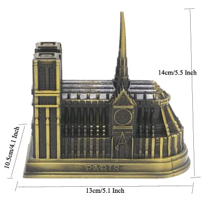 Notre Dame Ермакова металлическая архитектурная Статуэтка всемирно известный ориентир сувенир здания статуя домашний офис Настольный Декор Рождественский подарок - Цвет: Notre Dame