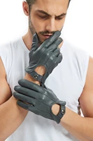 kimobaa man whole piece of top italy sheep leather unlined driving cool gloves black grey