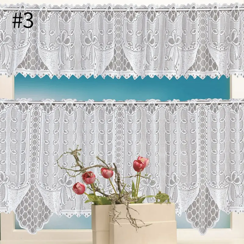 3 Valance Home Door Half Curtain Lace Short Curtain for Cafe DecorativeHome Living Room Door Balcony Window Treatment - Цвет: 3