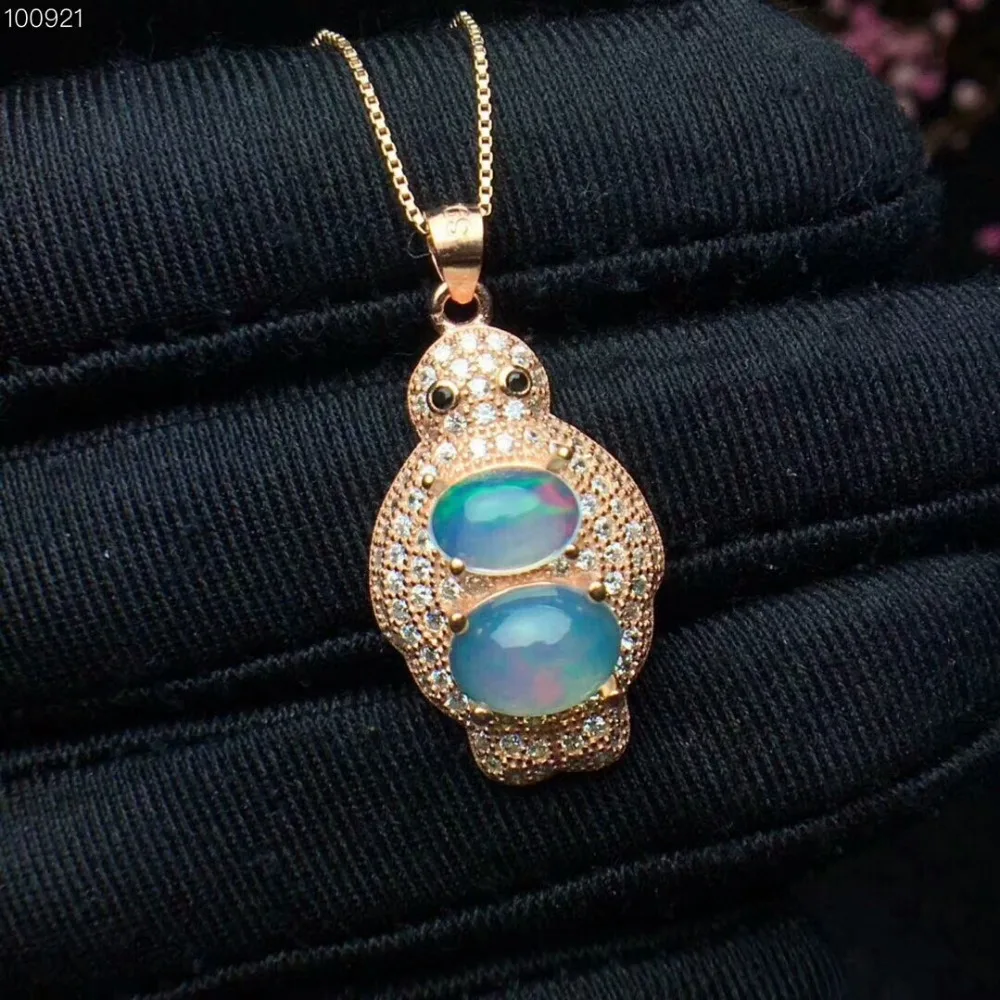 

[MeiBaPJ]Very Clean Natural Color Changing Opal Pendant Necklace with Certificate 925 Pure Silver Fine Jewelry for Women