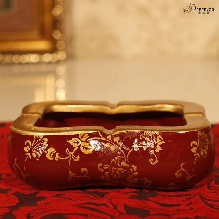 Пепельница керамическая в стиле ретро декоративная пепельница с рисунком