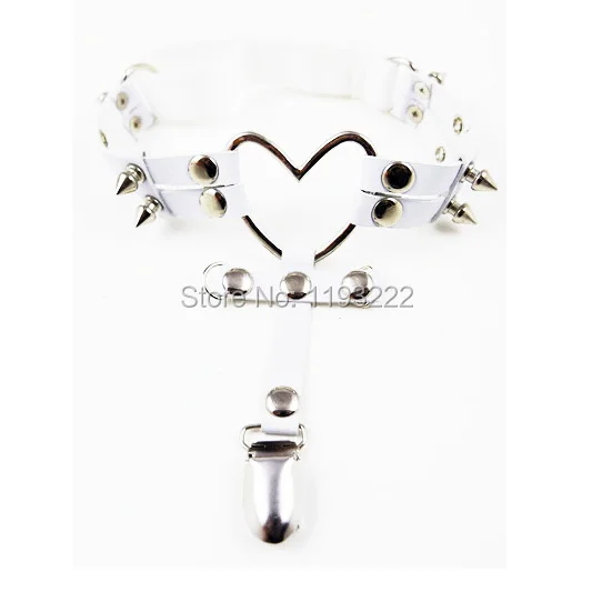 Sexy Punk Gothic Real Leather Garter Harness Large Big Heart Belt Double Studded Cross Leg Ring Loop | Женская одежда