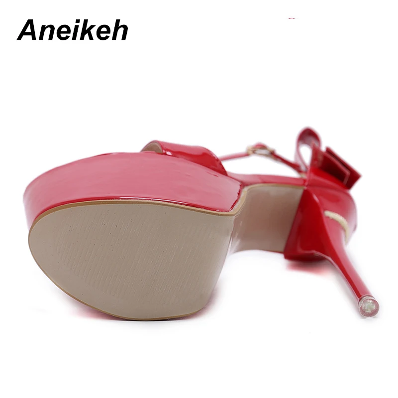 Aneikeh/Босоножки на очень высоком каблуке; модная женская обувь; туфли-лодочки с острым носком; пикантные Туфли-гладиаторы на высоком каблуке 16 см с пряжкой и ремешком
