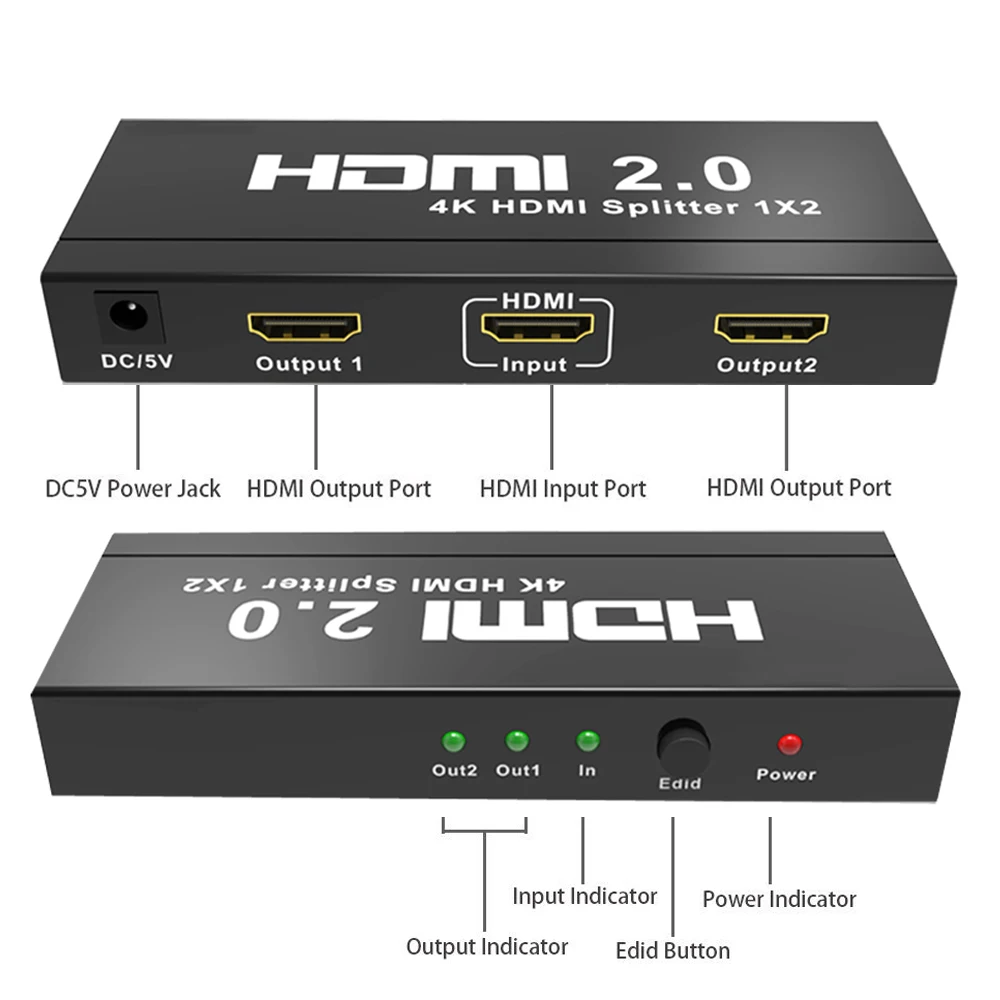 Разветвитель Aikexin HDMI 1x2 V2.0 разветвитель 2 0 1 в выхода двойной монитор поддержка Ultra