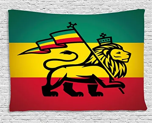 Гобелен Rasta juah Lion с флагом Rastafari тематическая Художественная печать изображением